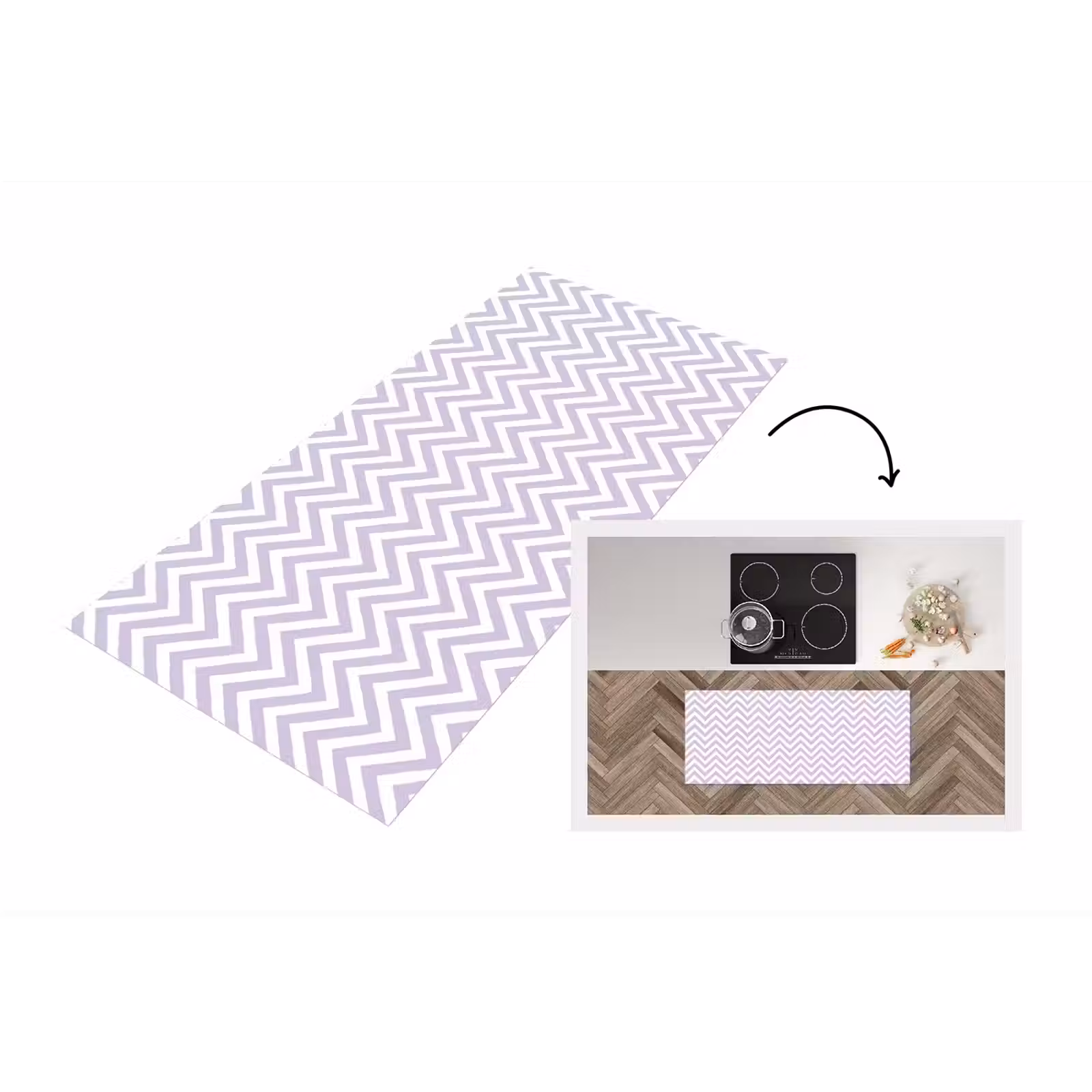 Küchenläufer - Lila – Geometrisch – Chevron – Zickzack – Muster — 1