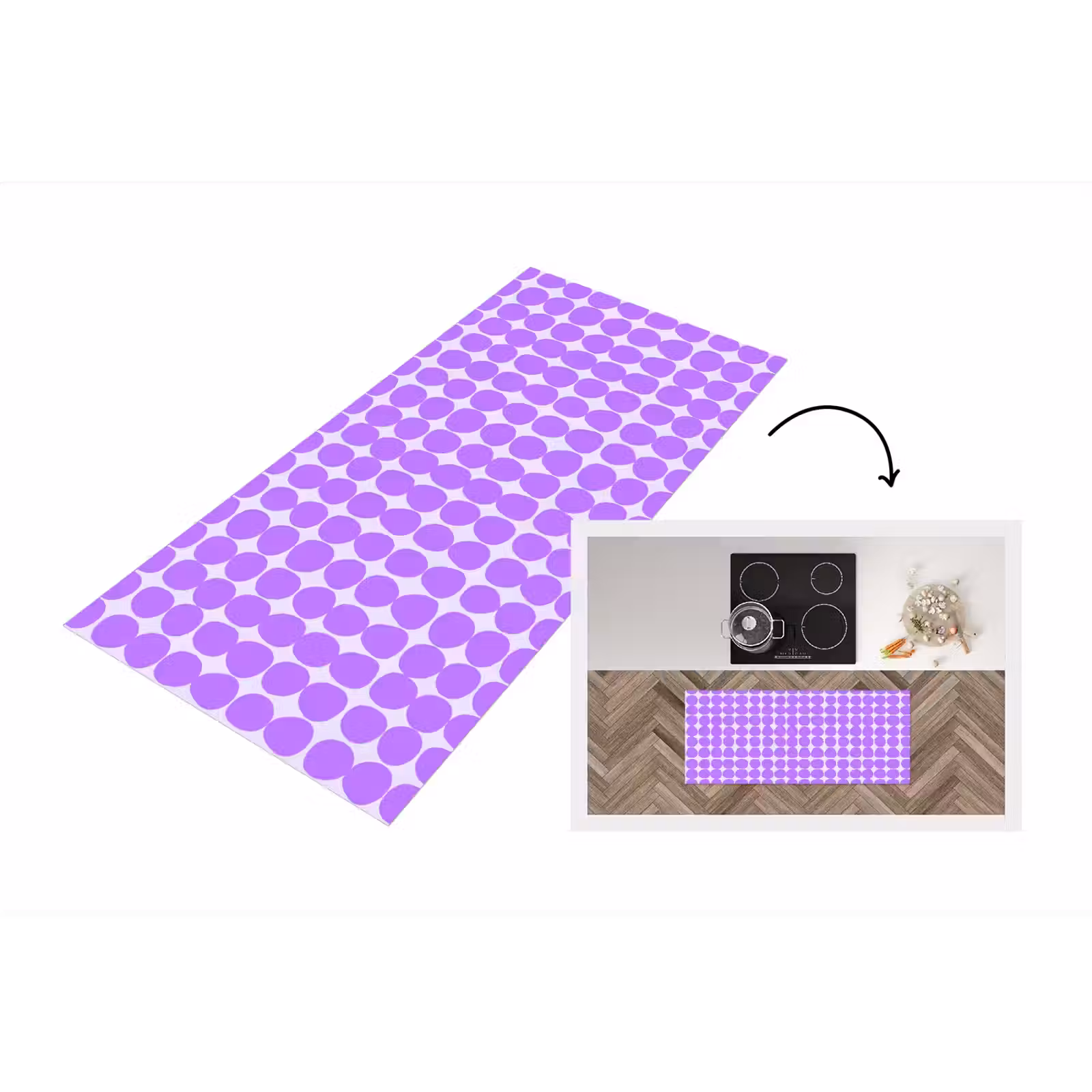 Küchenläufer - Lila – Geometrisch – Punkte – Polka Dot – Muster — 1