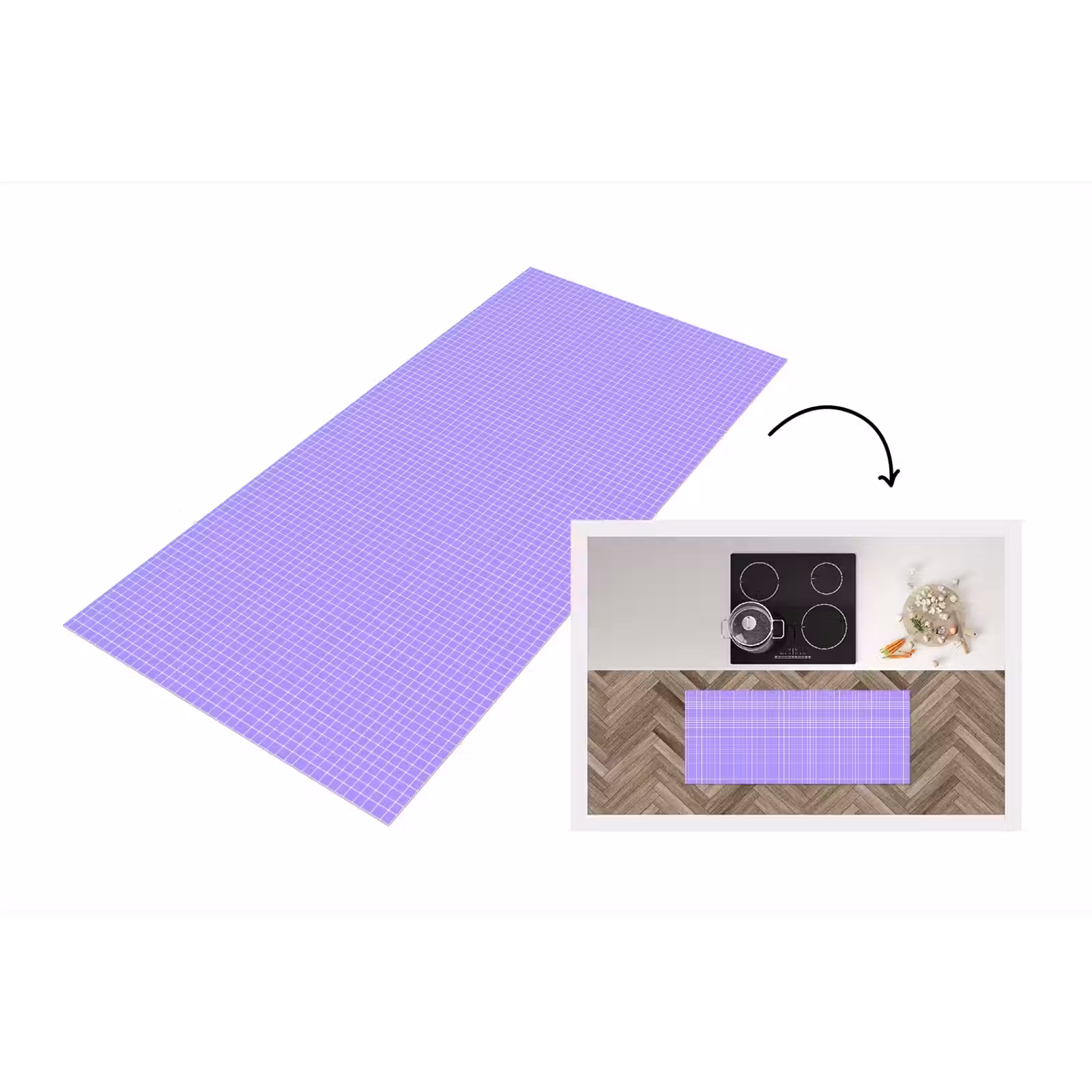 Küchenläufer - Lila – Geometrisch – Raster – Minimalistisch – Muster — 1