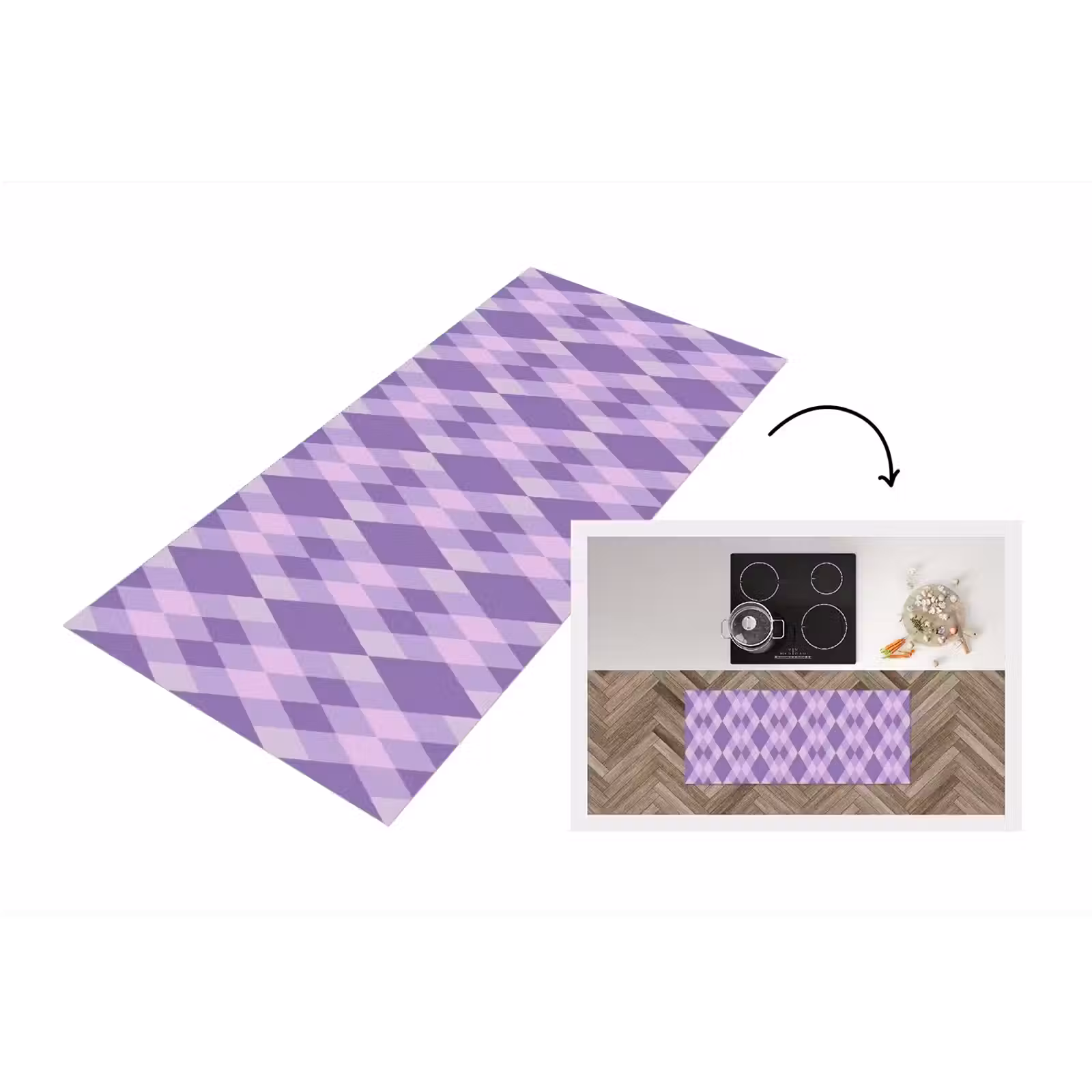 Küchenläufer - Lila – Geometrisch – Rauten – Argyle – Muster — 1