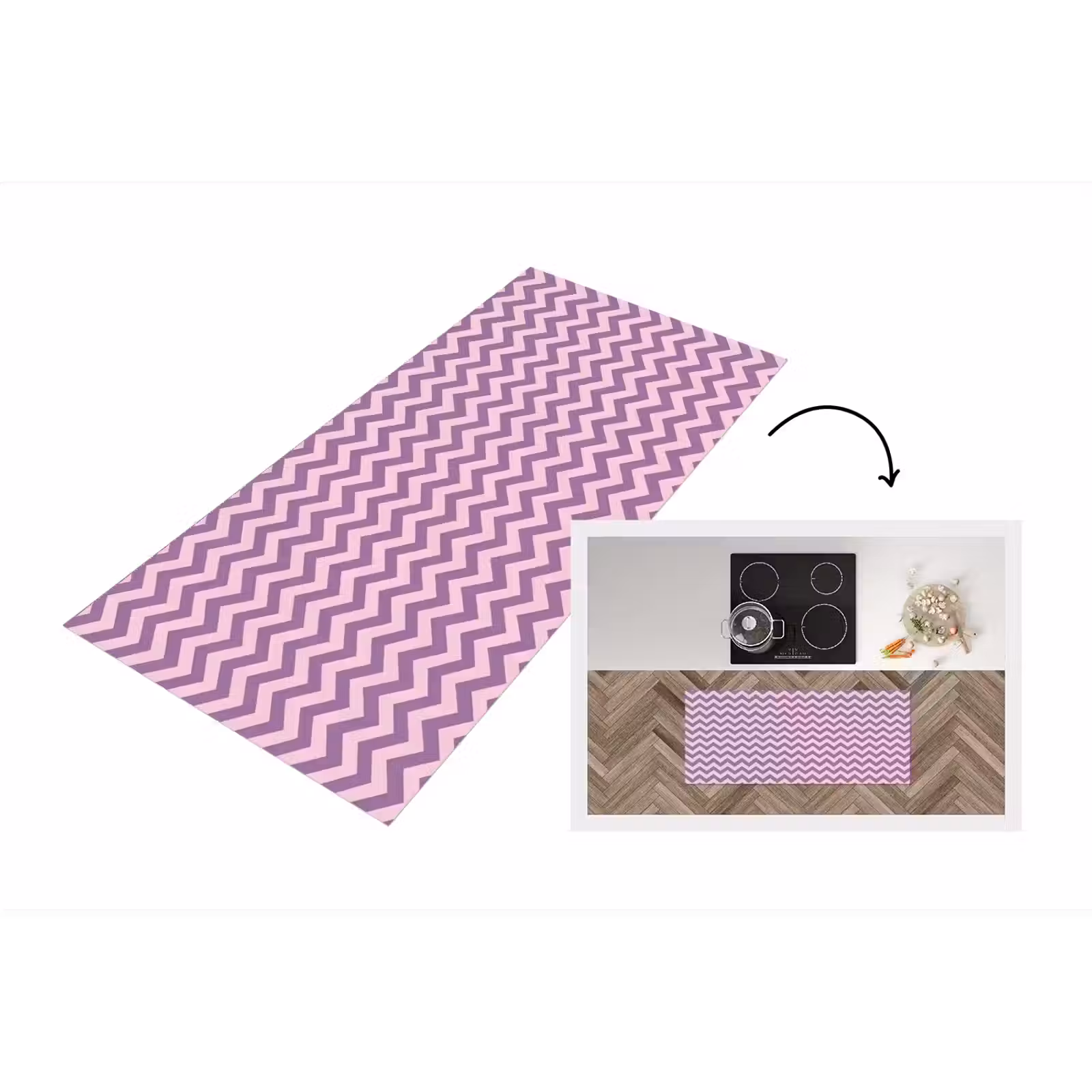 Küchenläufer - Lila – Rosa – Geometrisch – Chevron – Zickzack – Muster — 1