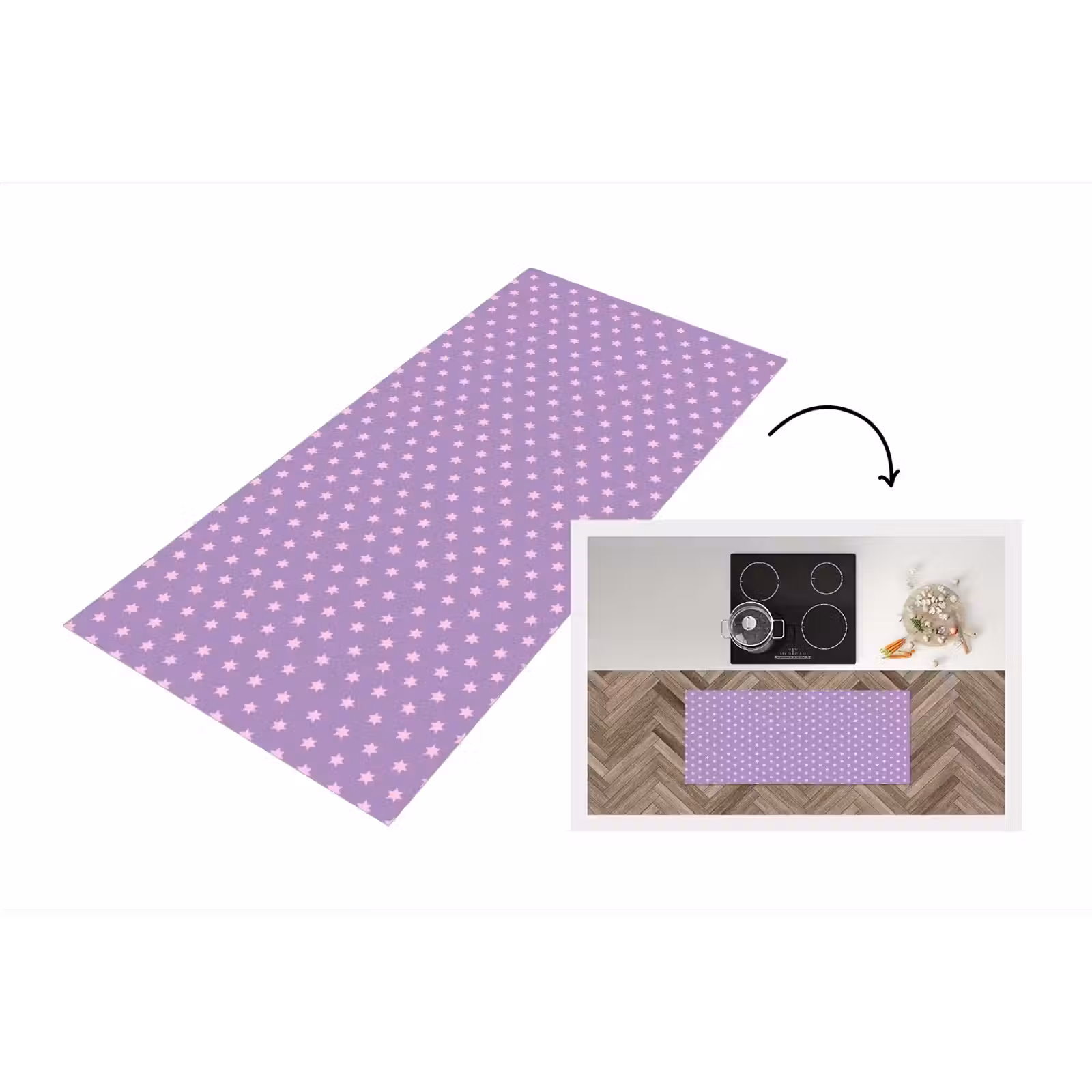 Küchenläufer - Lila – Rosa – Sterne – Geometrisch – Muster — 1