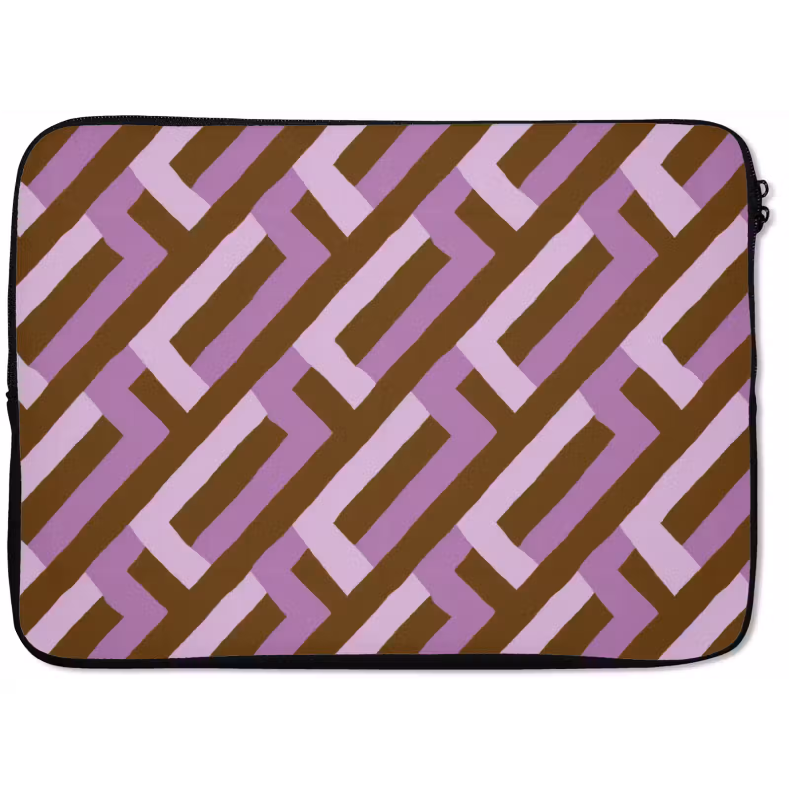 Laptop hülle - Braun – Rosa – Geometrisch – Mäander – Muster — 1