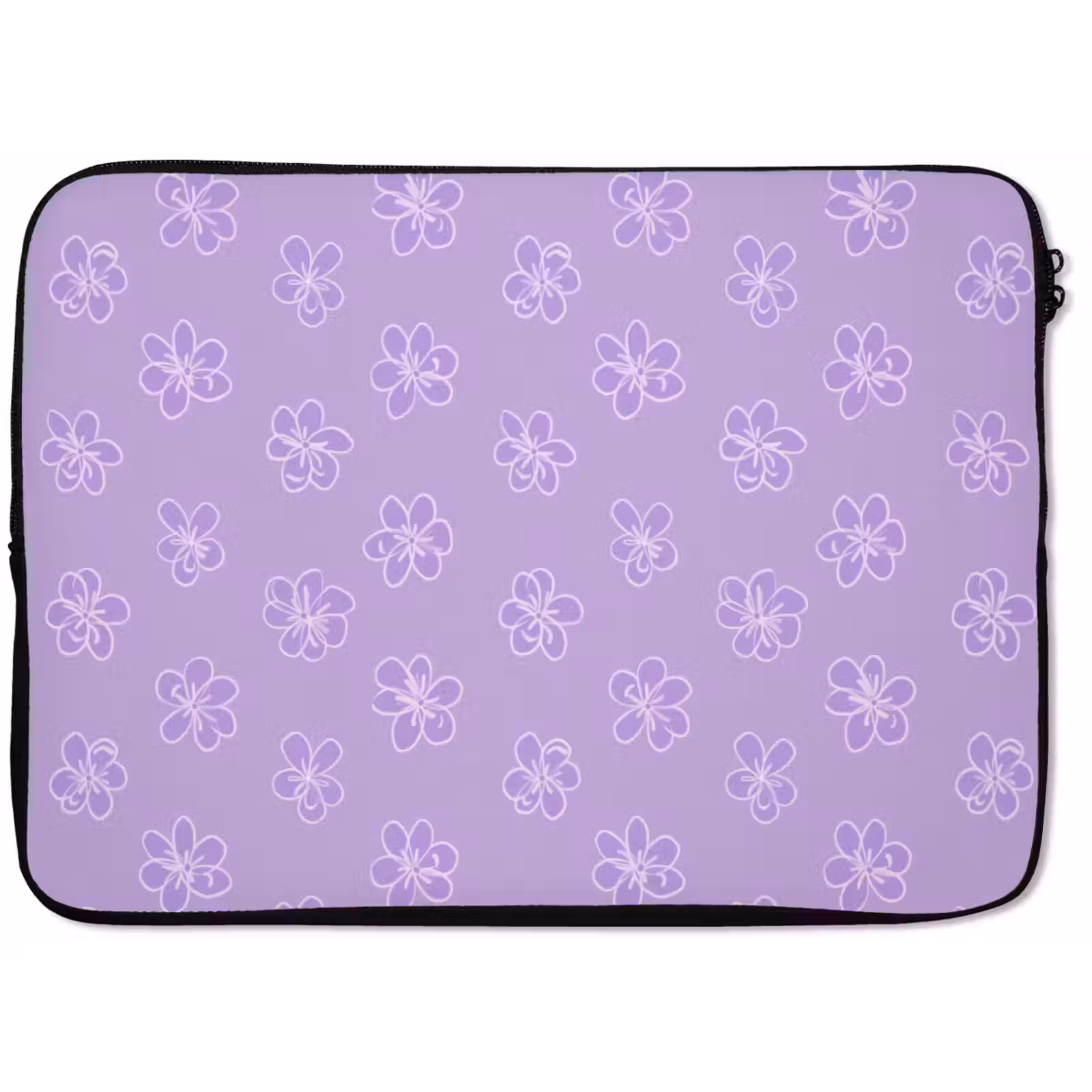Laptop hülle - Lila – Botanisch – Blumen – Handgezeichnet – Muster — 1