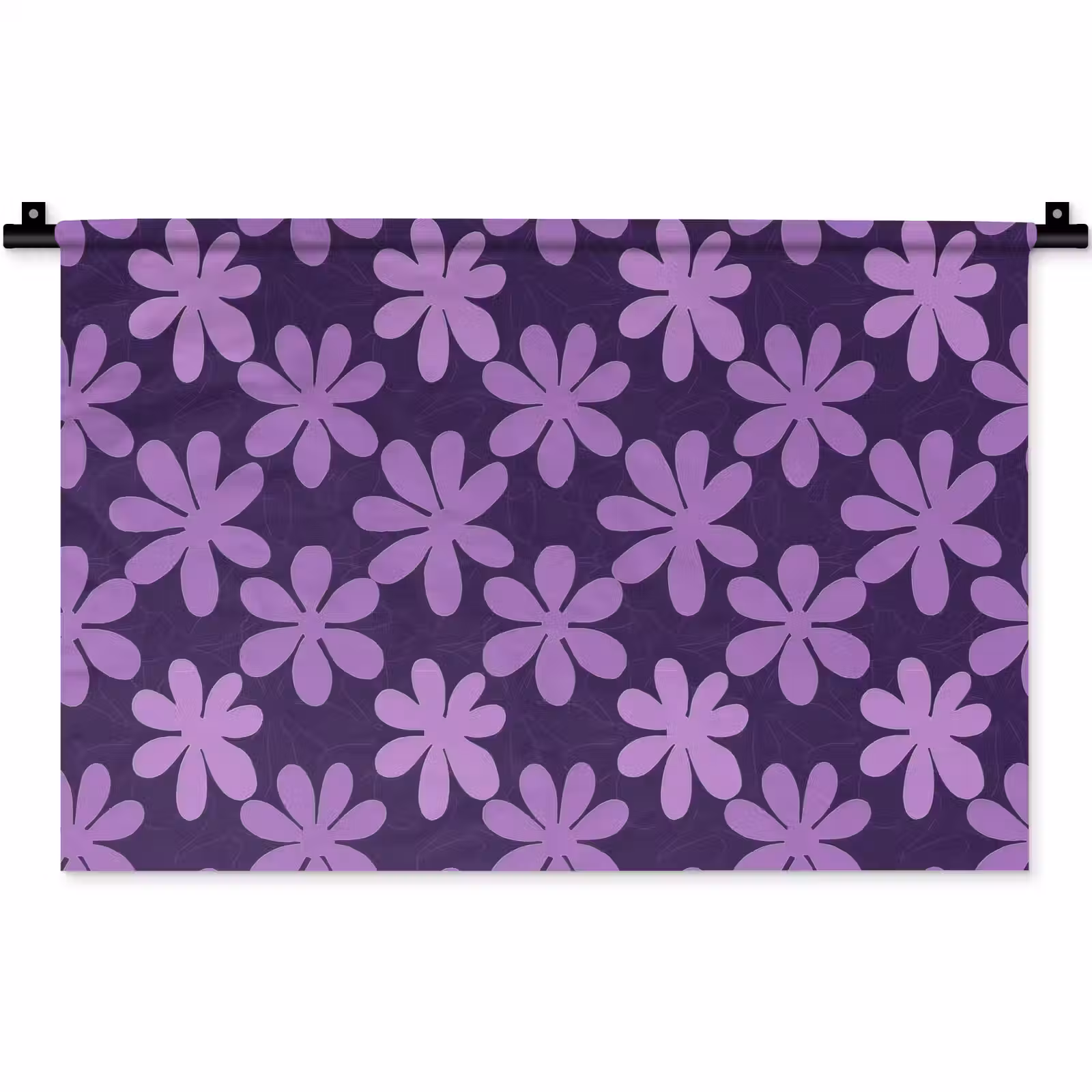 Wandteppich - Lila – Botanisch – Blumen – Retro – Muster — 1