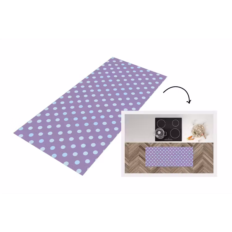 Küchenläufer - Lila – Blau – Geometrisch – Punkte – Polka Dot – Muster — 1