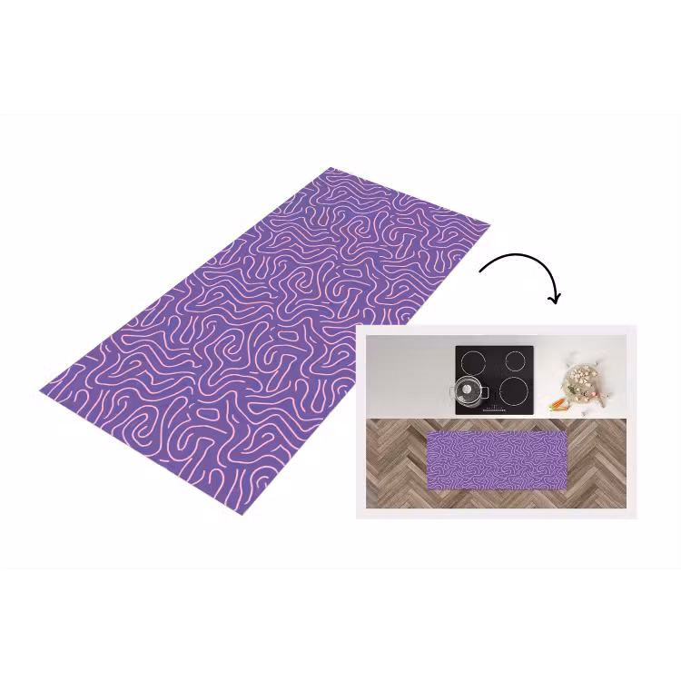 Küchenläufer - Lila – Rosa – Abstrakt – Linien – Labyrinth – Muster — 1