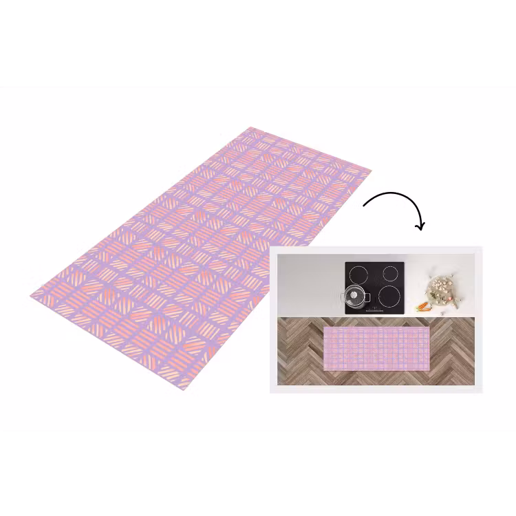 Küchenläufer - Lila – Rosa – Geometrisch – Streifen – Blöcke – Muster — 1