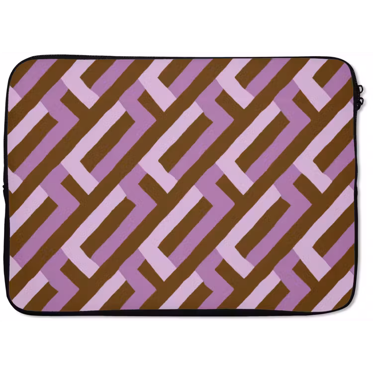 Laptop hülle - Braun – Rosa – Geometrisch – Mäander – Muster — 1