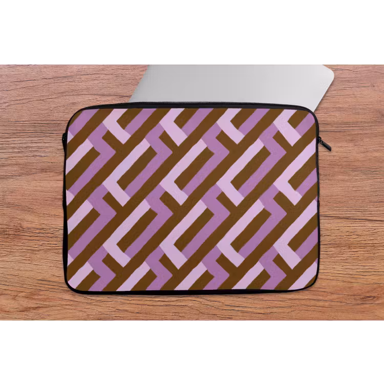 Laptop hülle - Braun – Rosa – Geometrisch – Mäander – Muster — 2