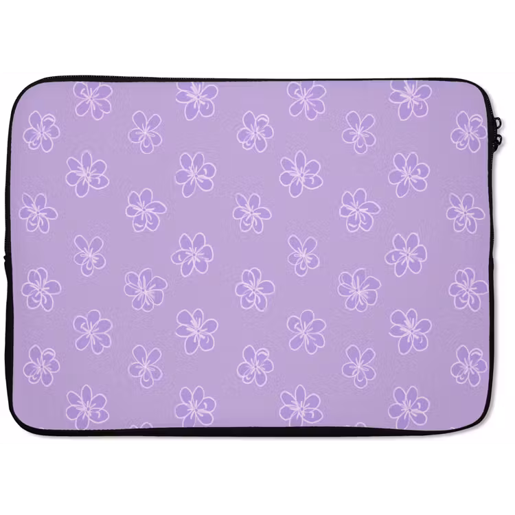 Laptop hülle - Lila – Botanisch – Blumen – Handgezeichnet – Muster — 1