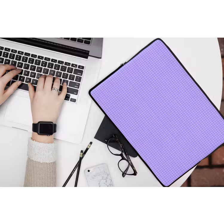 Laptop hülle - Lila – Geometrisch – Raster – Minimalistisch – Muster — 3