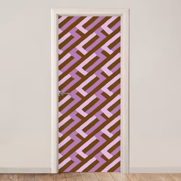 Türtapete - Braun – Rosa – Geometrisch – Mäander – Muster — 1
