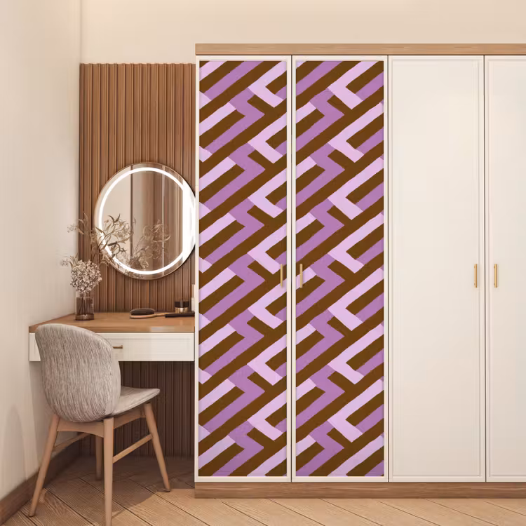 Türtapete - Braun – Rosa – Geometrisch – Mäander – Muster — 4