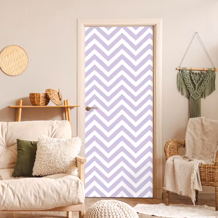 Türtapete - Lila – Geometrisch – Chevron – Zickzack – Muster — 3