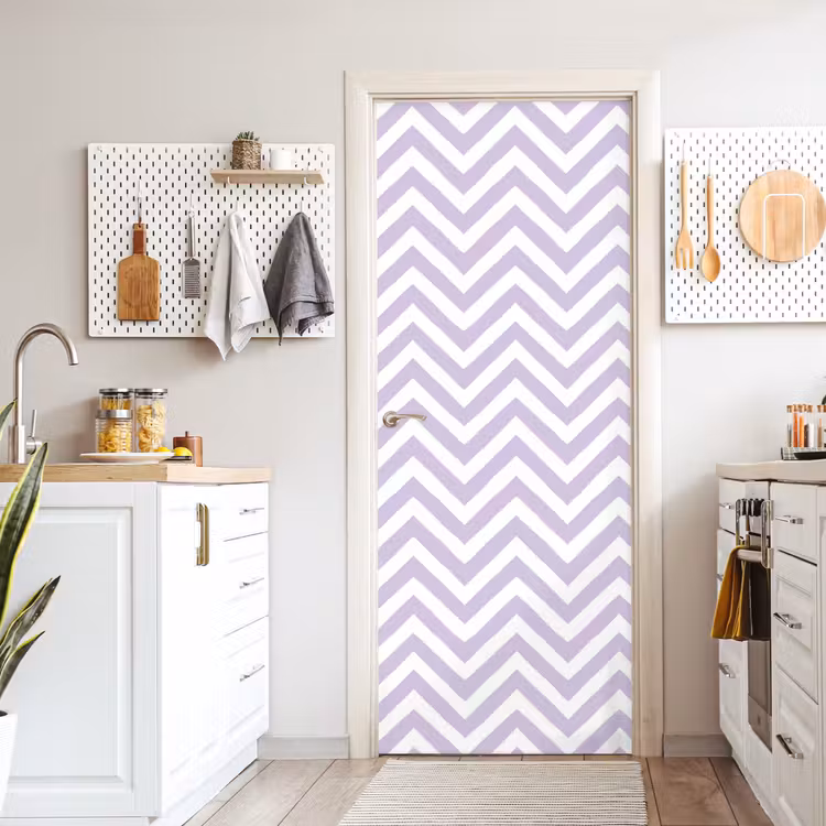 Türtapete - Lila – Geometrisch – Chevron – Zickzack – Muster — 6