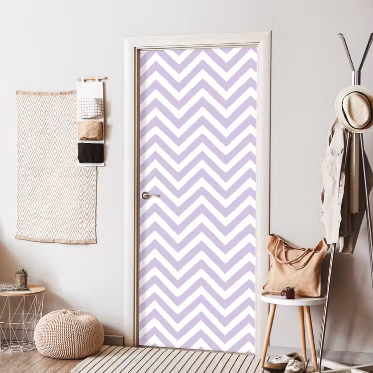 Türtapete - Lila – Geometrisch – Chevron – Zickzack – Muster — 7