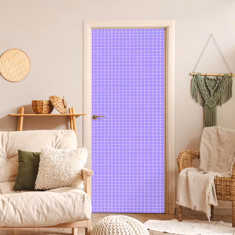 Türtapete - Lila – Geometrisch – Raster – Minimalistisch – Muster — 3