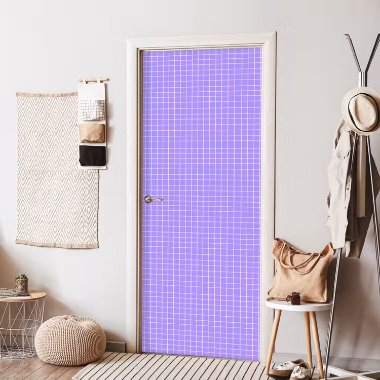 Türtapete - Lila – Geometrisch – Raster – Minimalistisch – Muster — 7