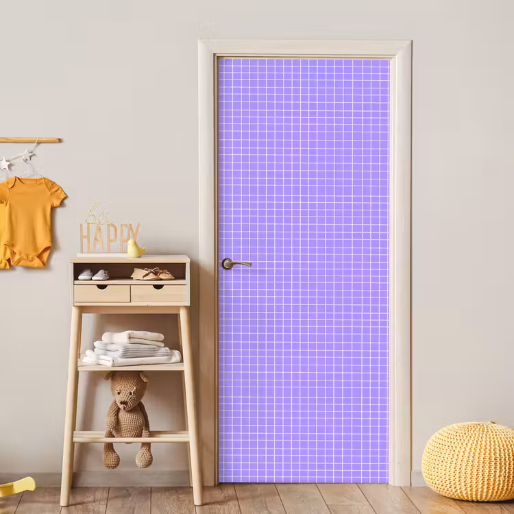 Türtapete - Lila – Geometrisch – Raster – Minimalistisch – Muster — 8