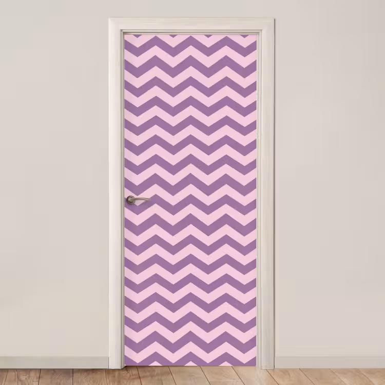 Türtapete - Lila – Rosa – Geometrisch – Chevron – Zickzack – Muster — 1