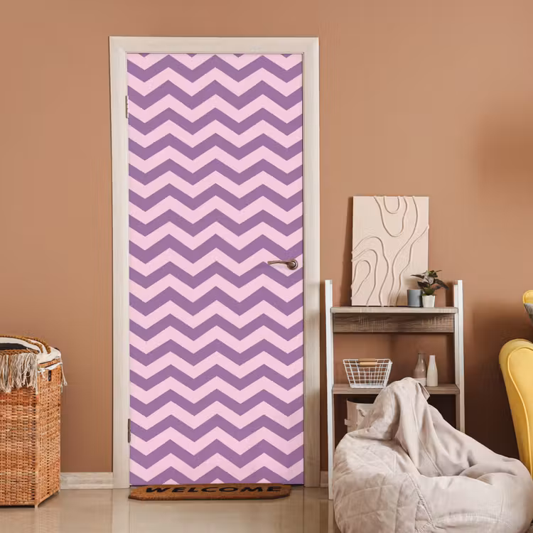 Türtapete - Lila – Rosa – Geometrisch – Chevron – Zickzack – Muster — 2