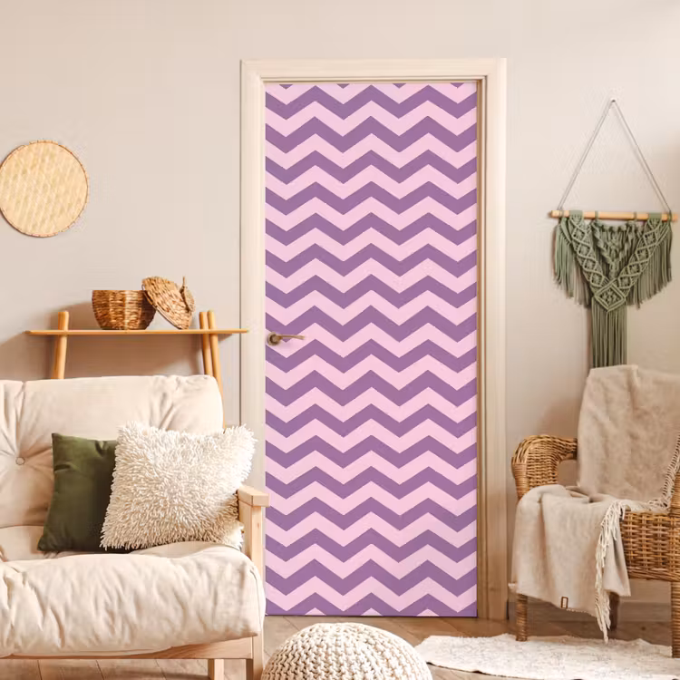 Türtapete - Lila – Rosa – Geometrisch – Chevron – Zickzack – Muster — 3