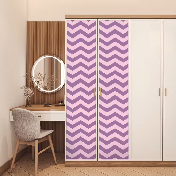 Türtapete - Lila – Rosa – Geometrisch – Chevron – Zickzack – Muster — 4