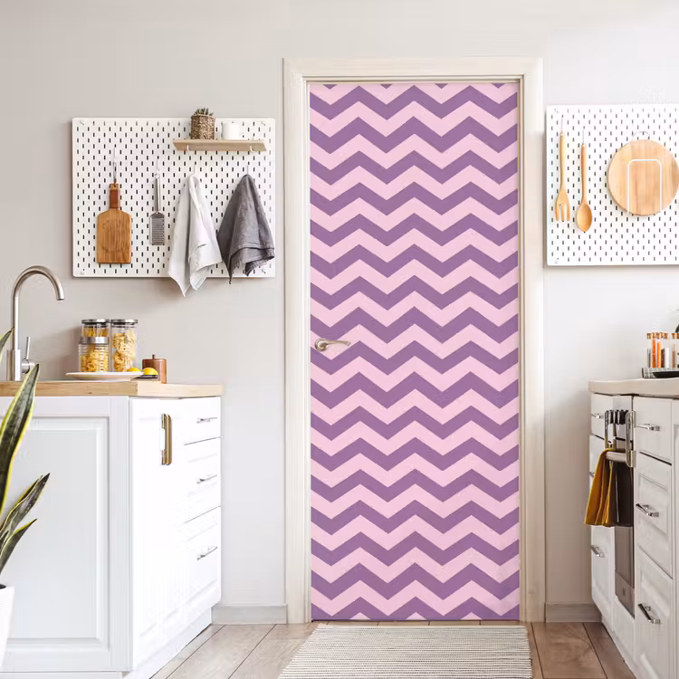 Türtapete - Lila – Rosa – Geometrisch – Chevron – Zickzack – Muster — 6