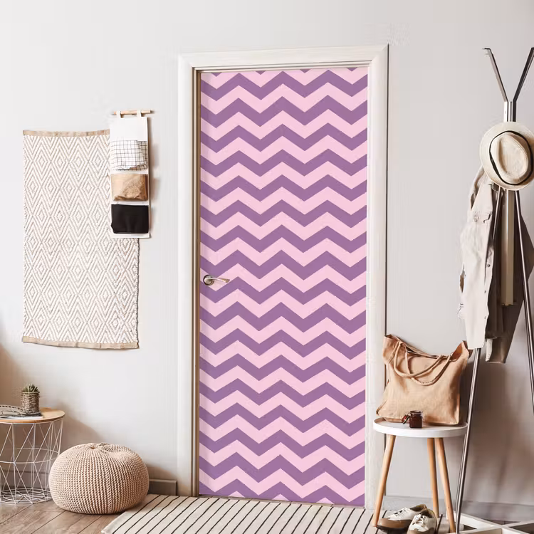 Türtapete - Lila – Rosa – Geometrisch – Chevron – Zickzack – Muster — 7