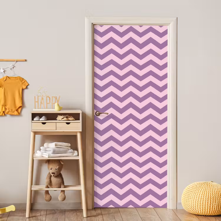 Türtapete - Lila – Rosa – Geometrisch – Chevron – Zickzack – Muster — 8