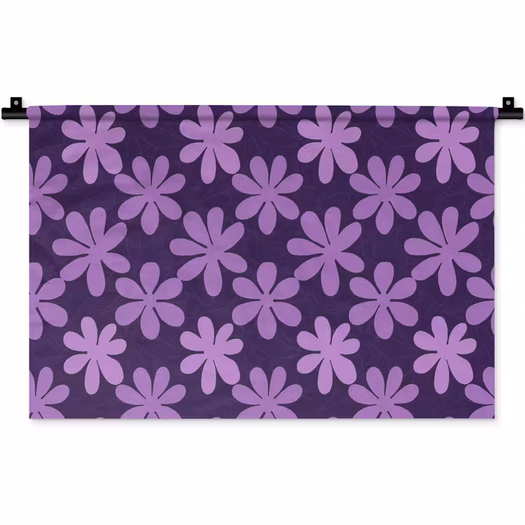 Wandteppich - Lila – Botanisch – Blumen – Retro – Muster — 1