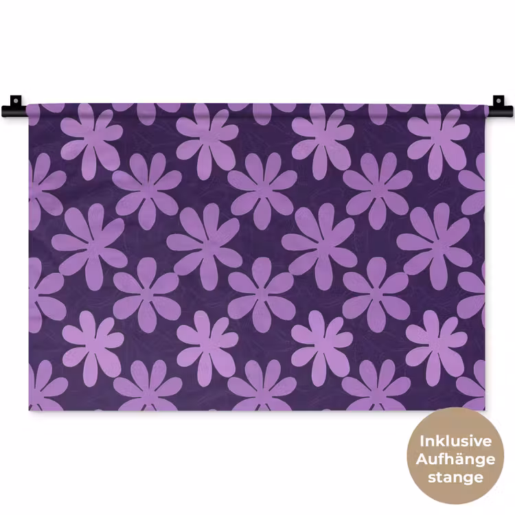 Wandteppich - Lila – Botanisch – Blumen – Retro – Muster — 9
