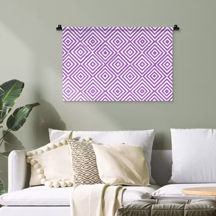 Wandteppich - Lila – Geometrisch – Rauten – Konzentrisch – Muster — 4