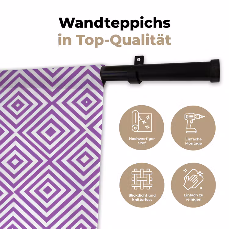 Wandteppich - Lila – Geometrisch – Rauten – Konzentrisch – Muster — 7