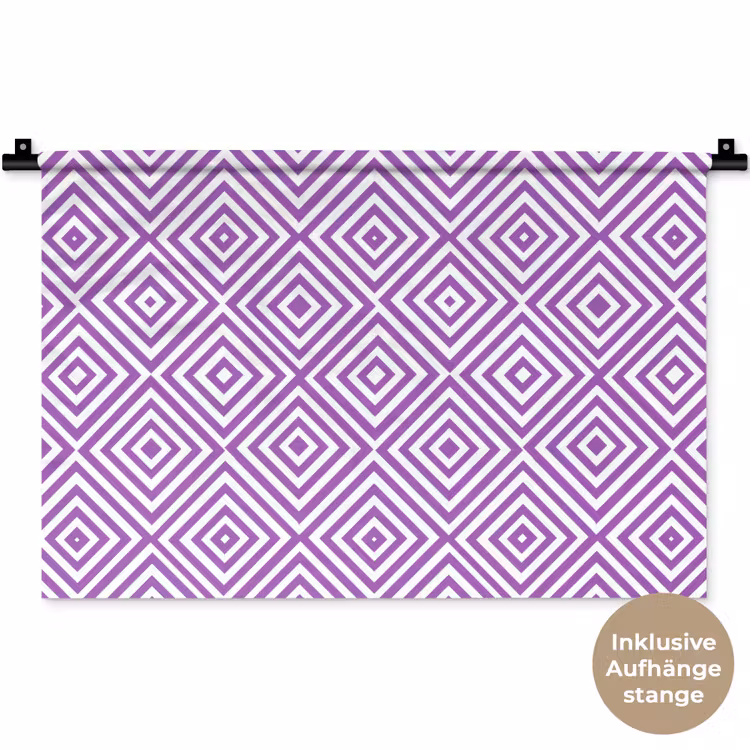 Wandteppich - Lila – Geometrisch – Rauten – Konzentrisch – Muster — 9