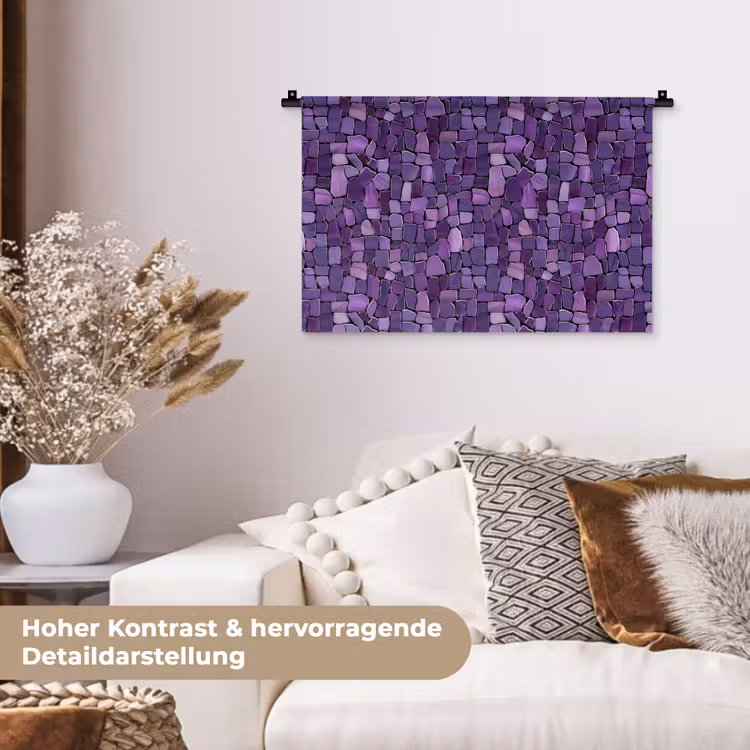 Wandteppich - Lila – Mosaik – Scherben – Stein – Muster — 6