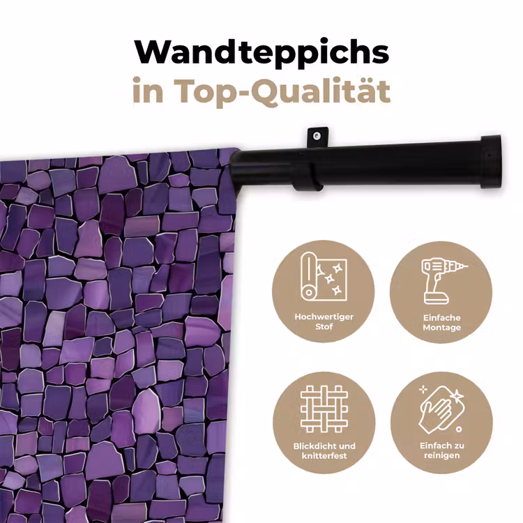 Wandteppich - Lila – Mosaik – Scherben – Stein – Muster — 7