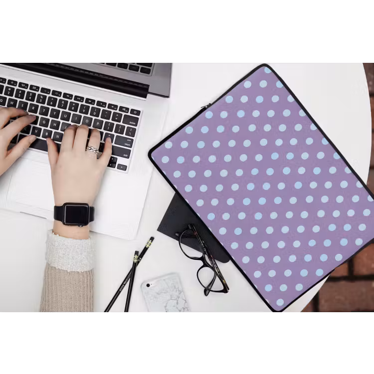 Laptop hülle - Lila – Blau – Geometrisch – Punkte – Polka Dot – Muster — 3