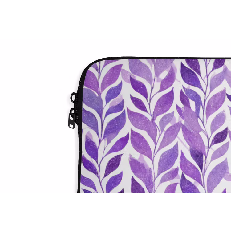 Laptop hülle - Lila – Botanisch – Blätter – Aquarell – Zweige – Muster — 5