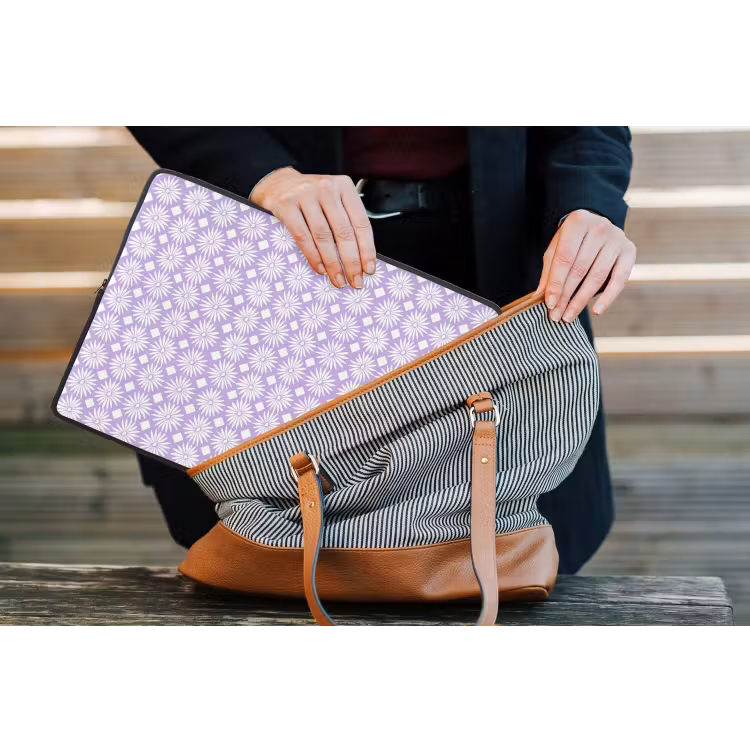 Laptop hülle - Lila – Botanisch – Blumen – Gänseblümchen – Muster — 4