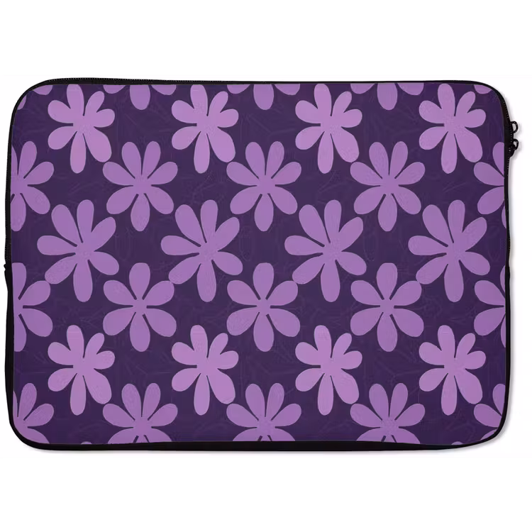Laptop hülle - Lila – Botanisch – Blumen – Retro – Muster — 1