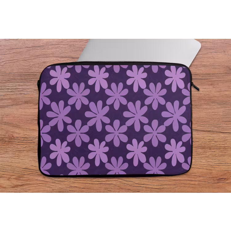 Laptop hülle - Lila – Botanisch – Blumen – Retro – Muster — 2