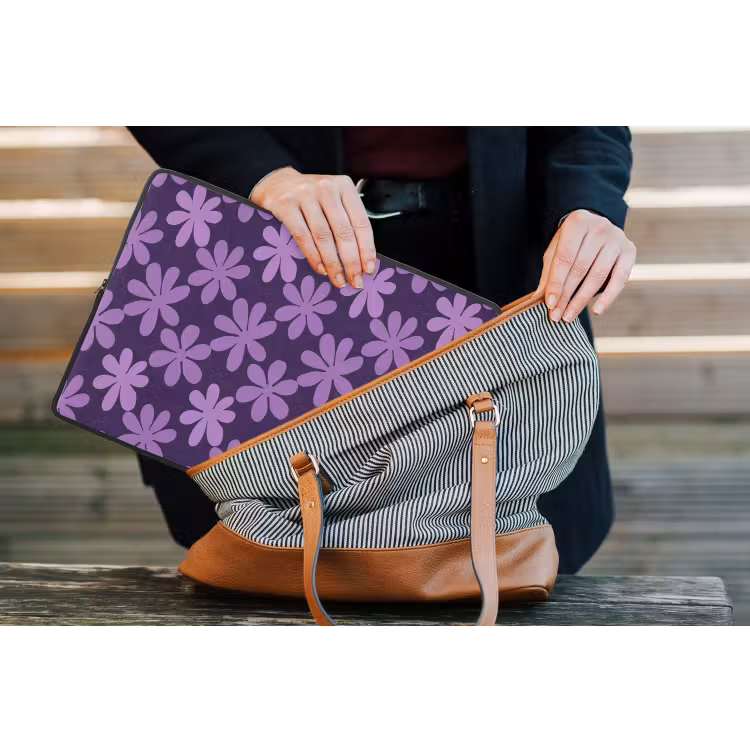Laptop hülle - Lila – Botanisch – Blumen – Retro – Muster — 4