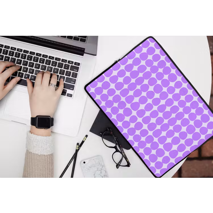 Laptop hülle - Lila – Geometrisch – Punkte – Polka Dot – Muster — 3