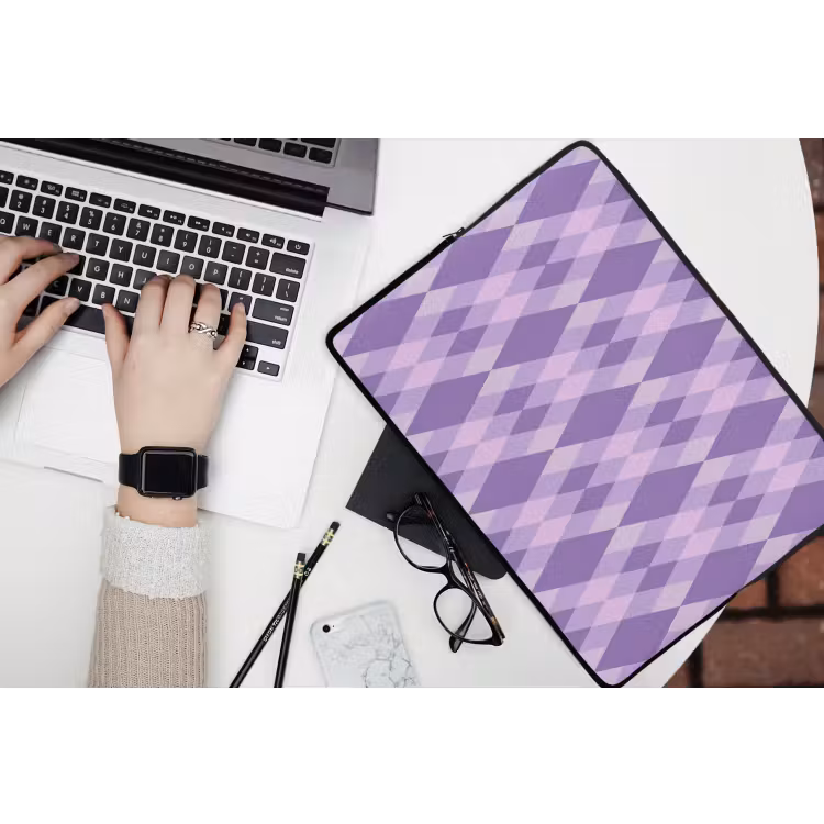 Laptop hülle - Lila – Geometrisch – Rauten – Argyle – Muster — 3