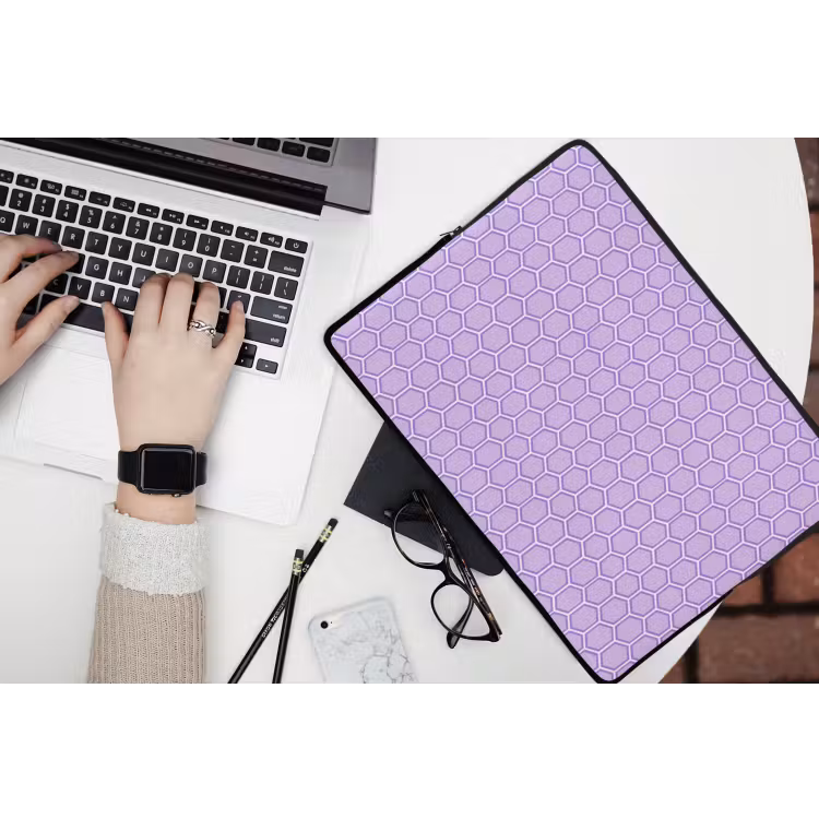 Laptop hülle - Lila – Geometrisch – Wabenmuster – Bienenwabe – Muster — 3