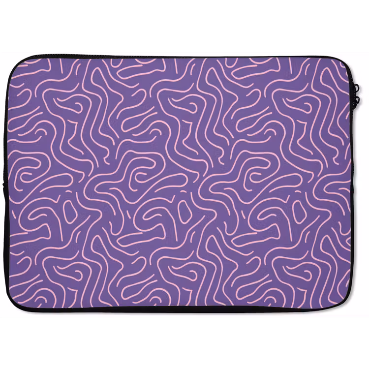 Laptop hülle - Lila – Rosa – Abstrakt – Linien – Labyrinth – Muster — 1