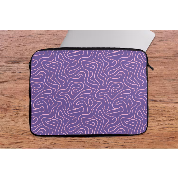 Laptop hülle - Lila – Rosa – Abstrakt – Linien – Labyrinth – Muster — 2