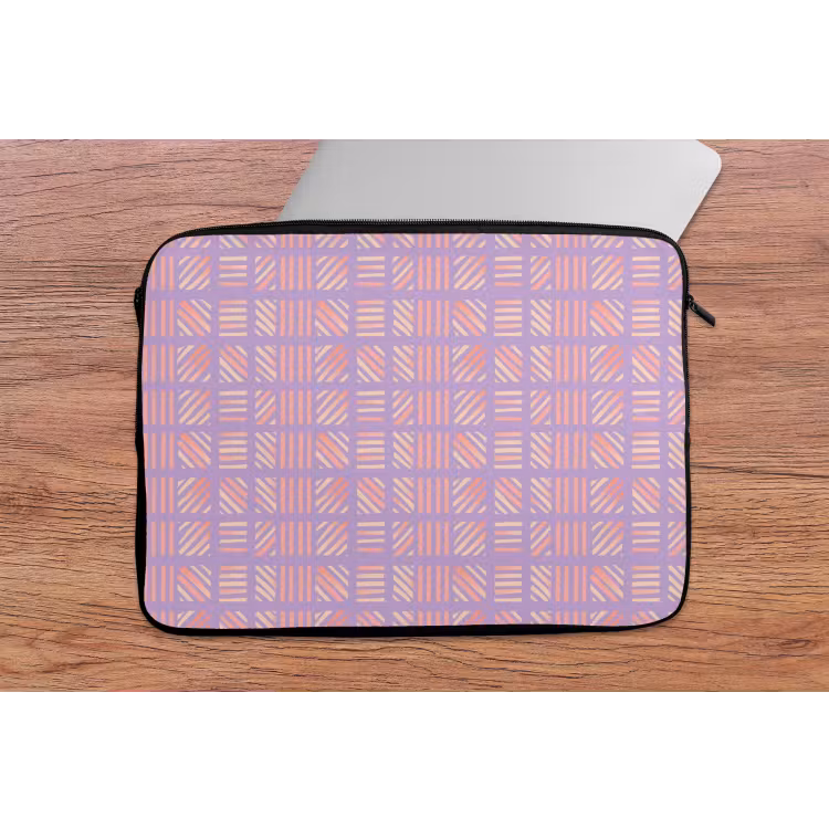 Laptop hülle - Lila – Rosa – Geometrisch – Streifen – Blöcke – Muster — 2